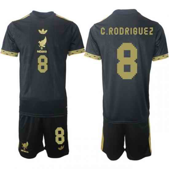 Men Mexico 2025 Soccer Jerseys BlackGold #8 C.RODRIGUEZ